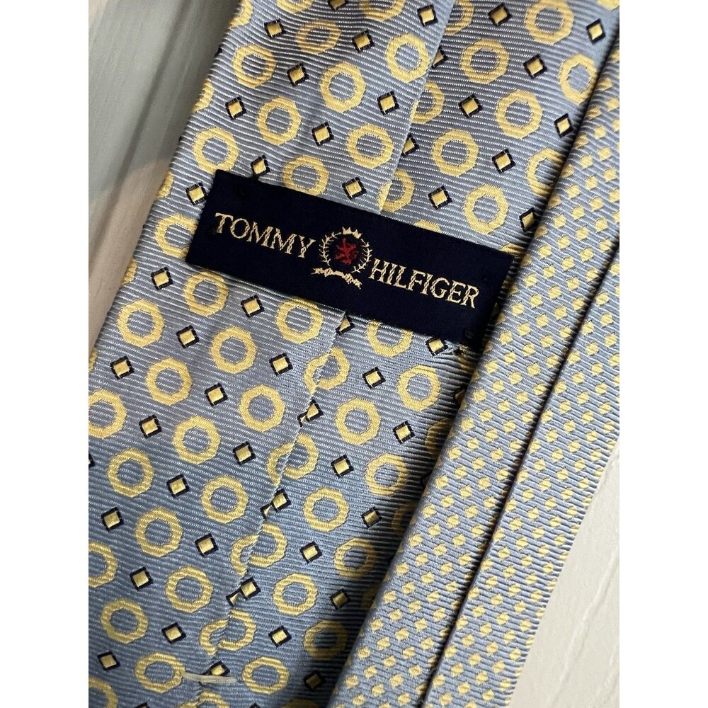 Tommy Hilfiger 100% Silk Tie. Classic Blue, Silver, Grey. Business Preppy style